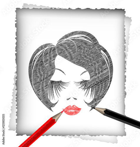 pencil and the image of head