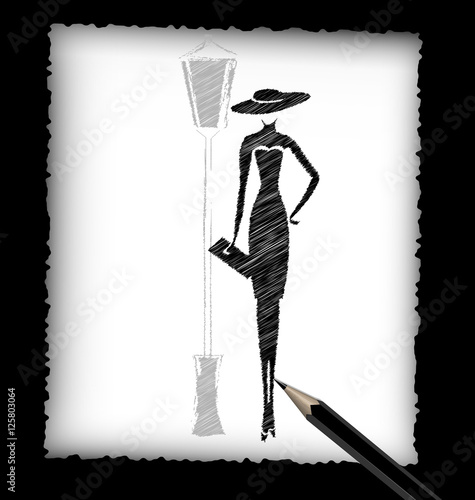 pencil and the image of lady