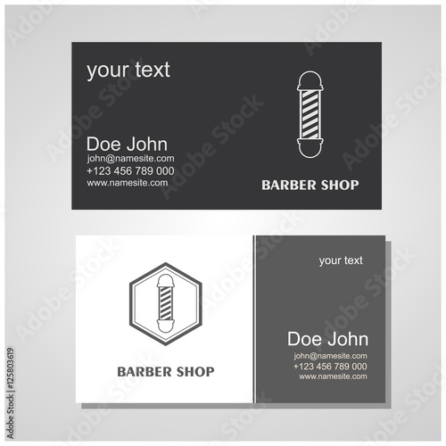 Hair salon barber shop design business cards template set.
