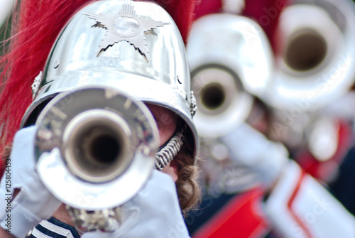 Various instruments and details from a music band of windband photo