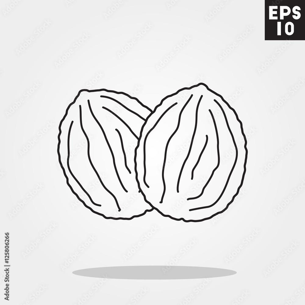 Walnut icon in trendy flat style isolated on color background. Autumn symbol for your design, logo, UI. Vector illustration, EPS10. Walnut icon in trendy flat style isolated on color background. Autumn symbol for your design, logo, UI. Vector illustration, EPS10.
