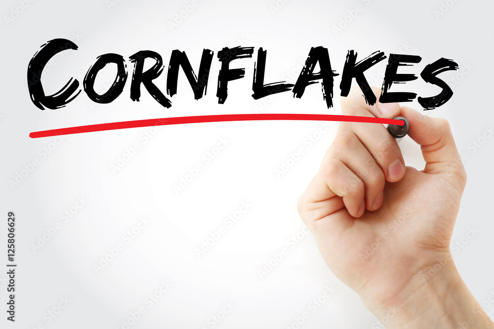 Hand writing Cornflakes with marker, concept background Hand writing Cornflakes with marker, concept background