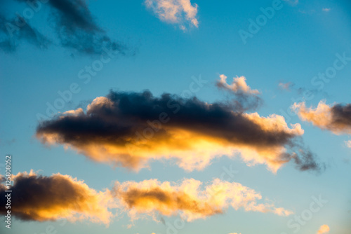 Puffy and colorful sunset clouds