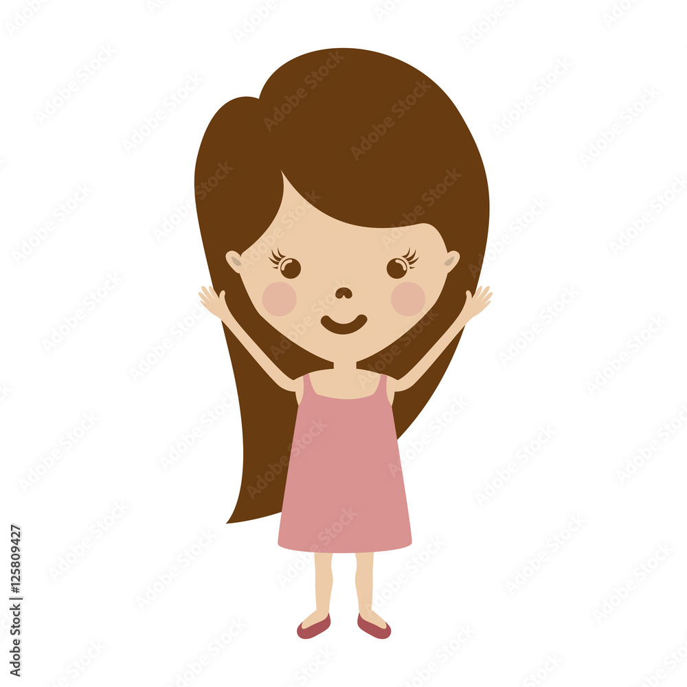 cartoon girl smiling and wearing pink dress over white background. vector illustration cartoon girl smiling and wearing pink dress over white background. vector illustration
