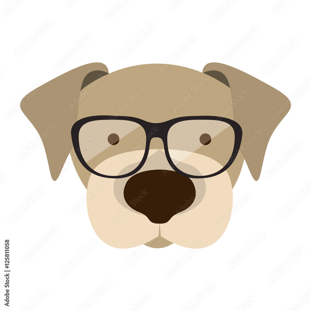 Naklejka premium dog cartoon with glasses. animal hipster lifestyle design. vector illustration