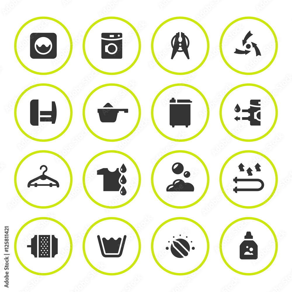 Set round icons of laundry Set round icons of laundry