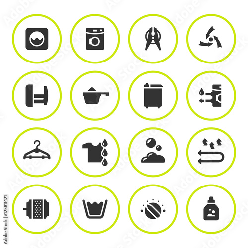 Set round icons of laundry