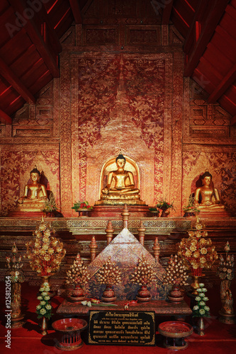 Buddha statue an important and very old Wat Phra-singh Temple Chiang Mai Thailand.
