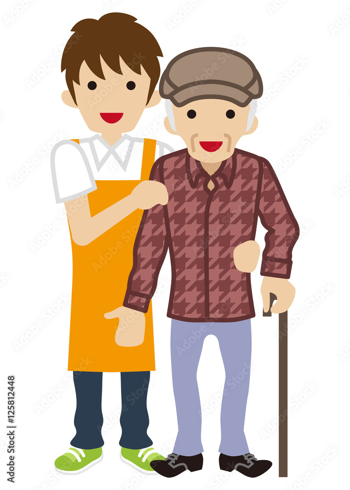 Male Caregiver Supporting Senior Men Male Caregiver Supporting Senior Men