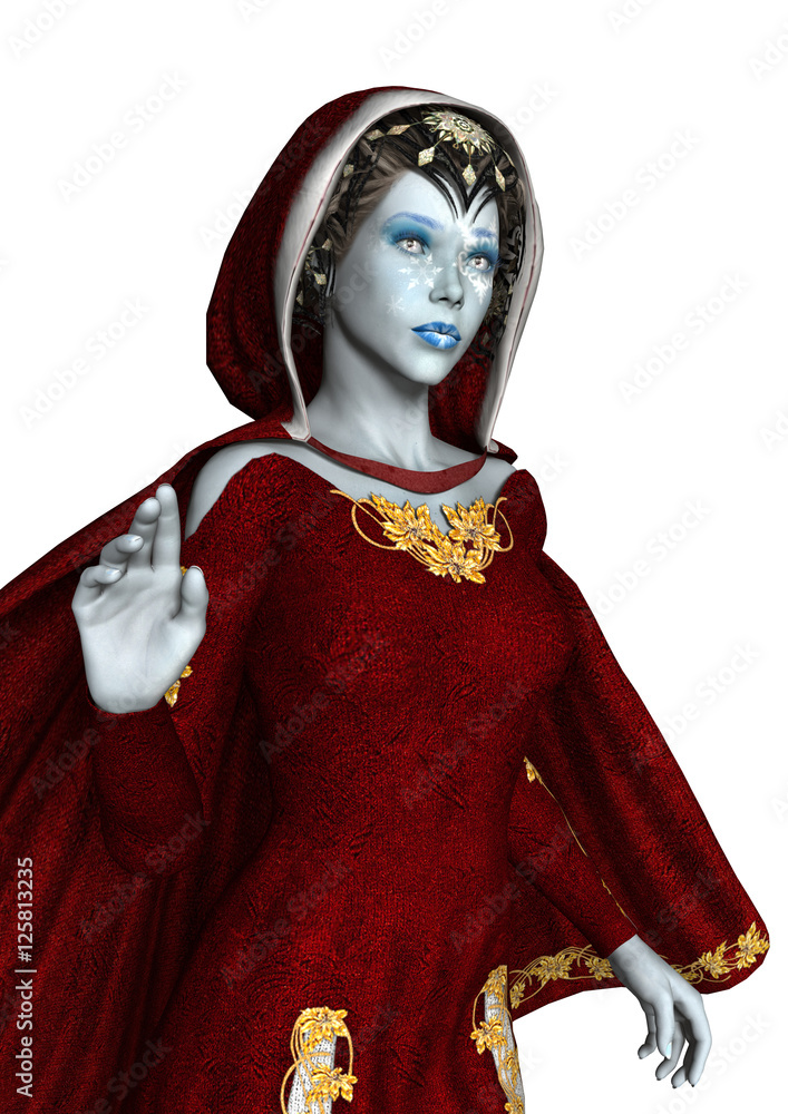 3D Rendering Snow Maiden on White