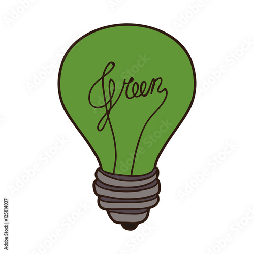 green bulb light icon over white background. vector illustraiton
