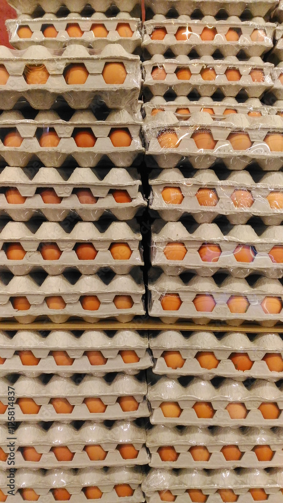 packing eggs in a modern hypermarket