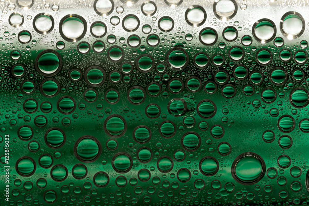 green with white water drops - condensation, close up green with white water drops - condensation, close up