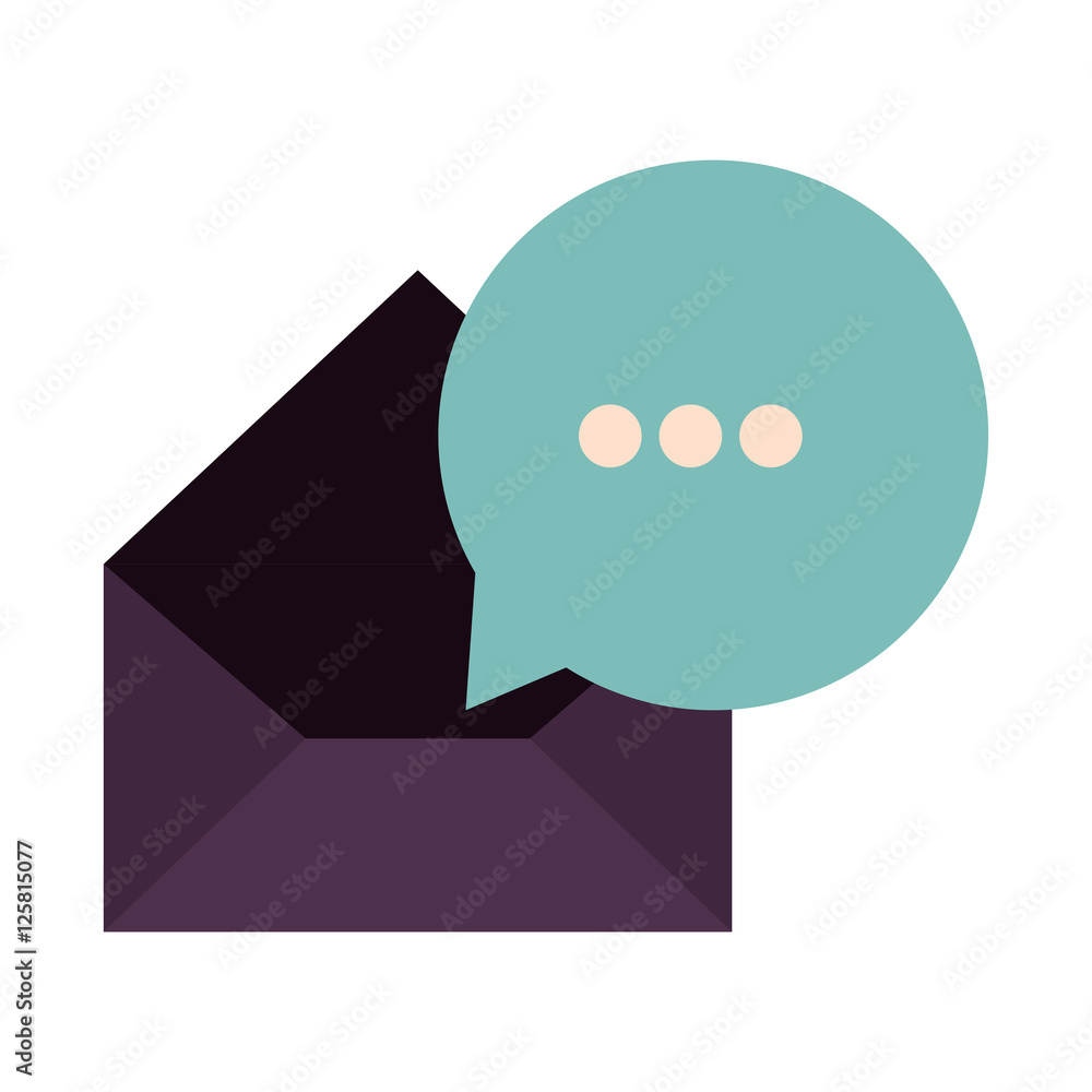 Obraz premium mail envelope with blue speech bubble icon over white background. vector illustration