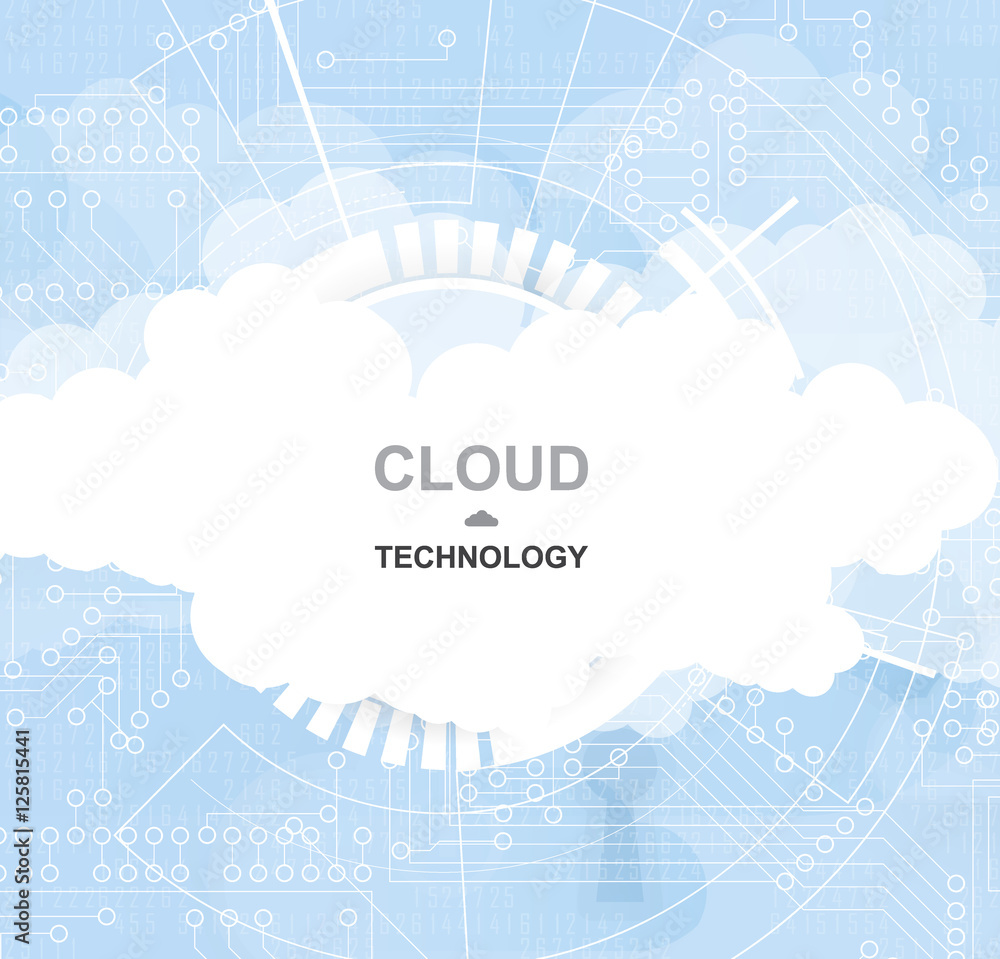 Naklejka premium Modern cloud in sky technology. Integrated digital web concept