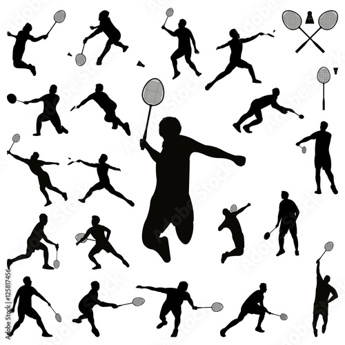 Badminton Man Male Man Athlete - Jumping Smash Vector Silhouette