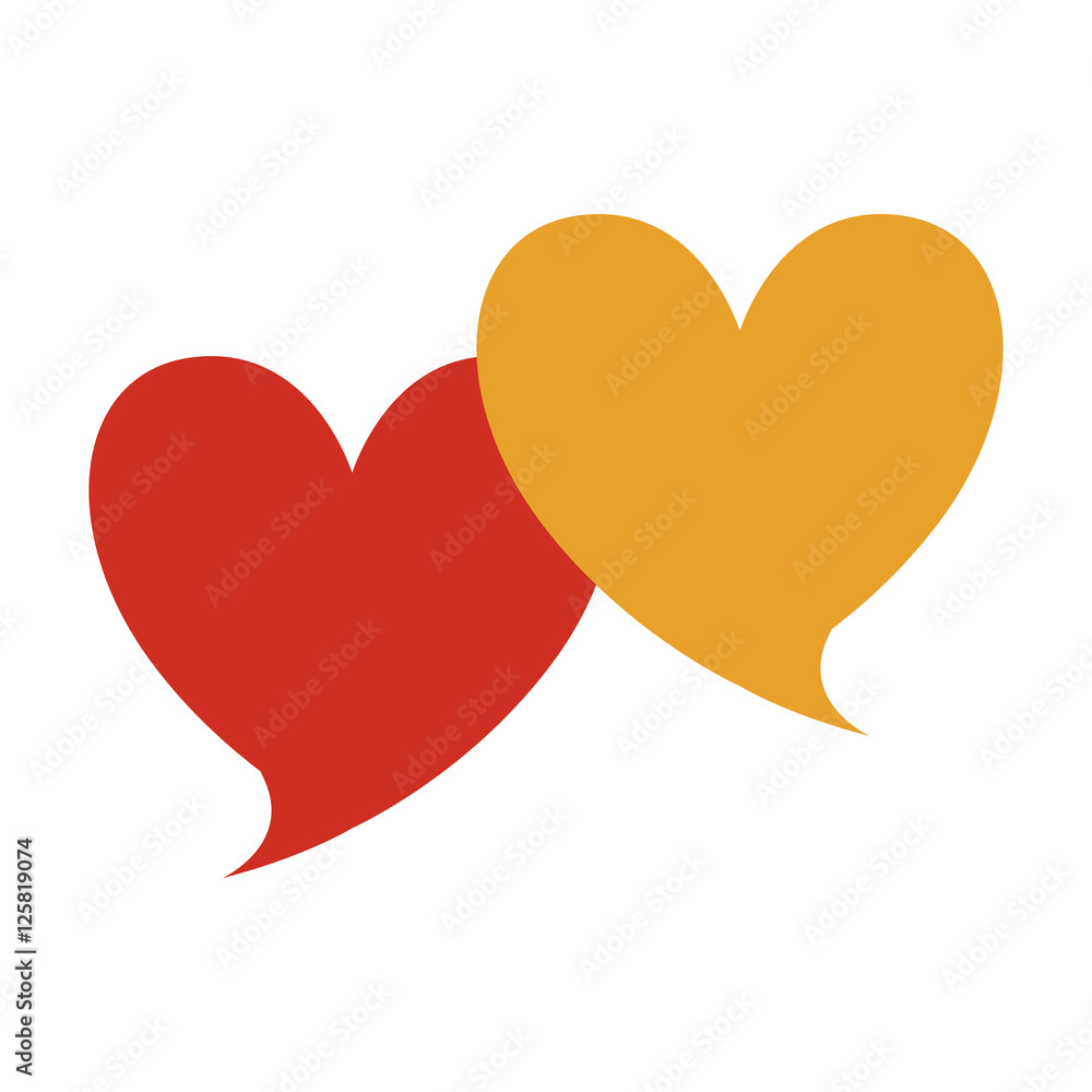 speech bubbles in heart shape icon over white background. colorful design. vector illustration