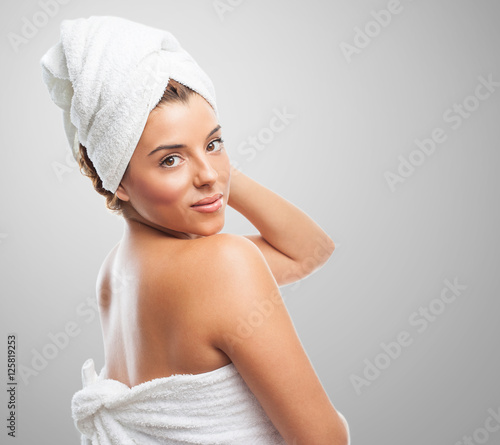 Portrait of a beautiful woman taking a bath