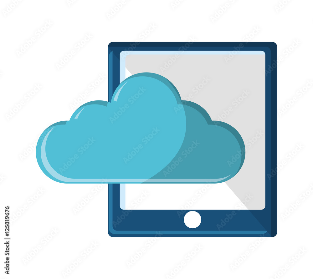 Tablet and cloud icon. Device gadget technology and electronic theme. Isolated design. Vector illustration Tablet and cloud icon. Device gadget technology and electronic theme. Isolated design. Vector illustration