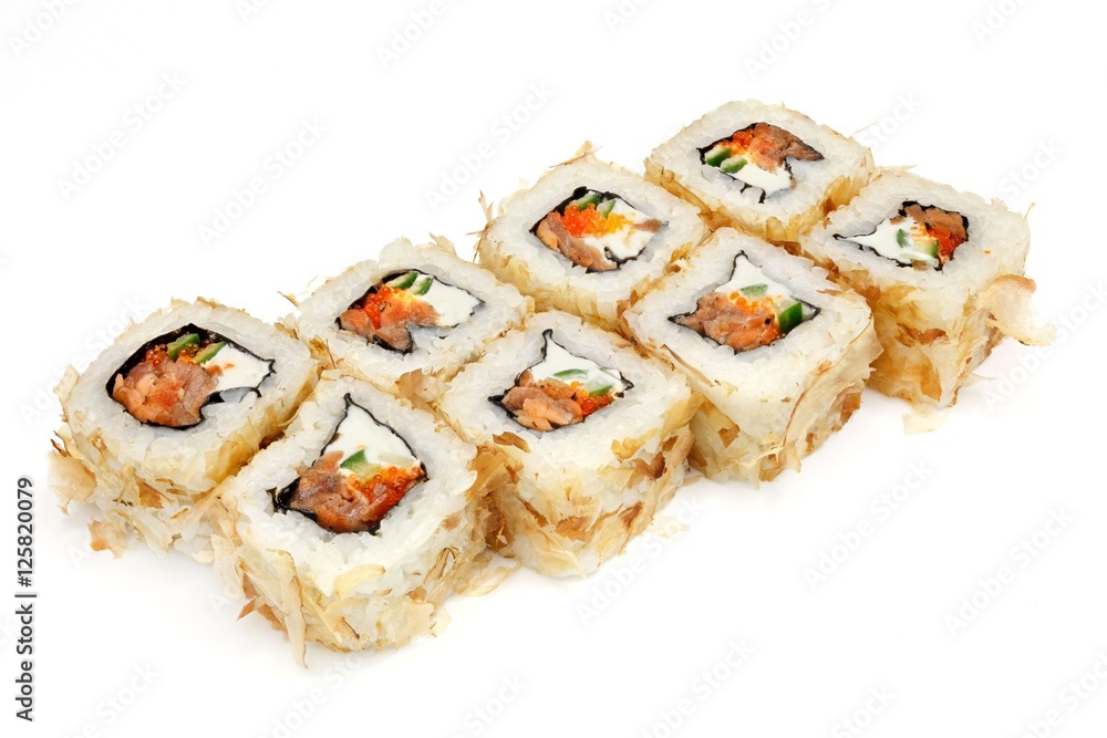 Japanese seafood sushi , roll, isolated