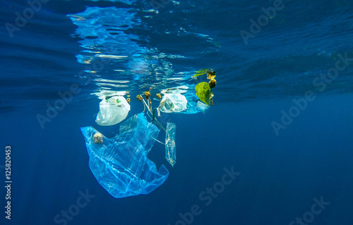 Marine pollution of plastic photo