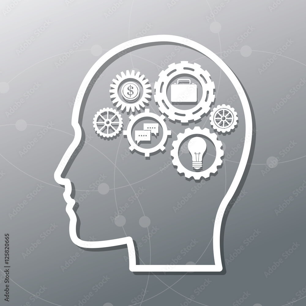 Human head and icon set. Big idea think different and creative theme. Vector illustration Human head and icon set. Big idea think different and creative theme. Vector illustration