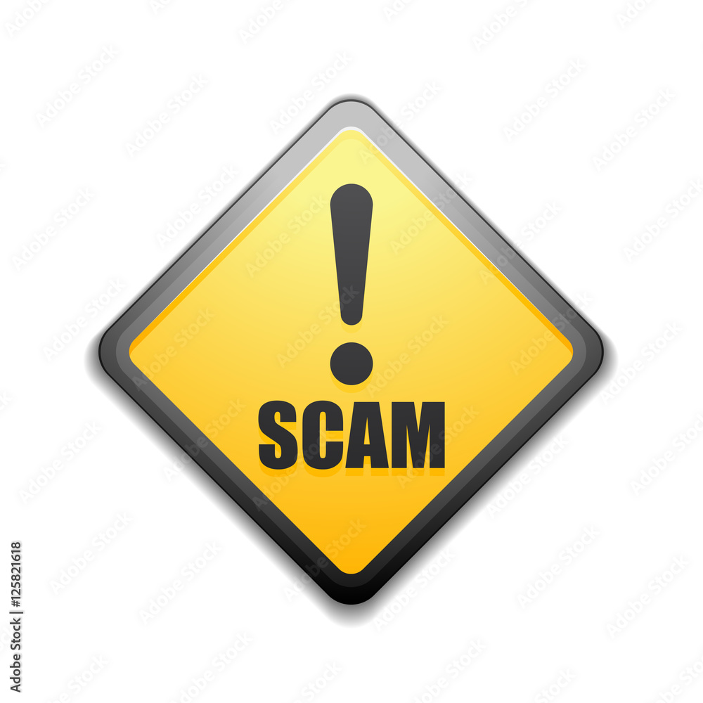 Scam warning sign illustration Scam warning sign illustration