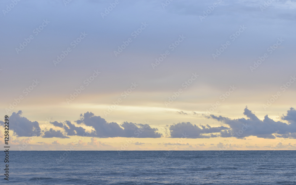 Beautiful blue sky over the sea at sunset