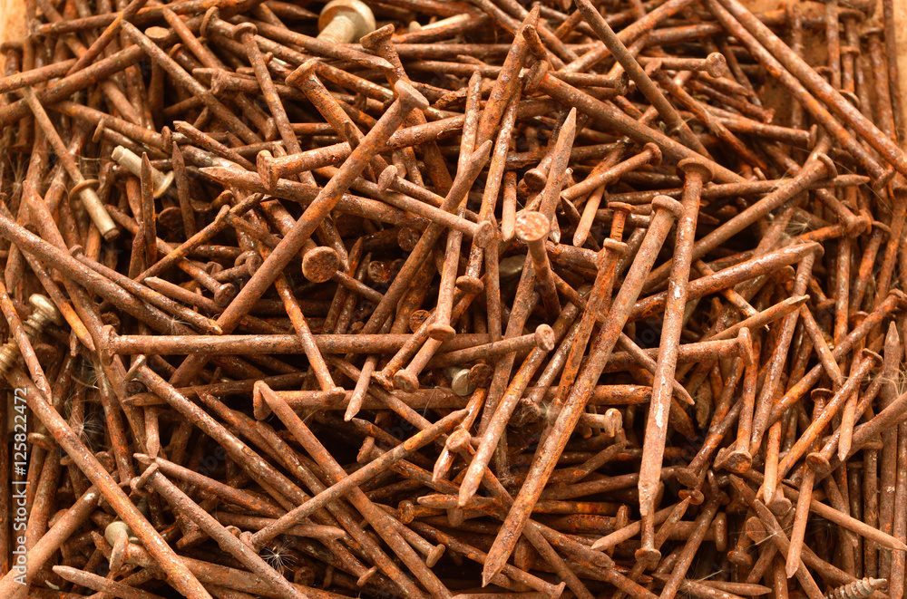 Background of the old rusty nails close-up. Background of the old rusty nails close-up.