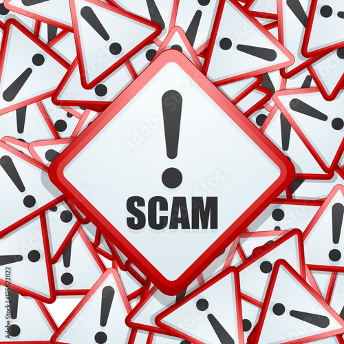 Scam warning sign illustration