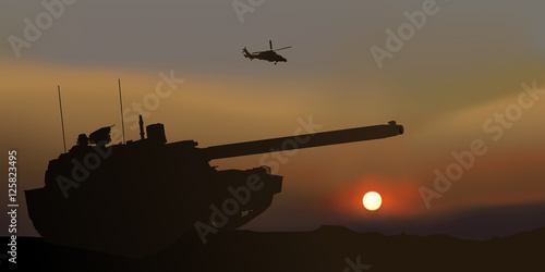 Char d'assaut - Bataille - Crépuscule photo