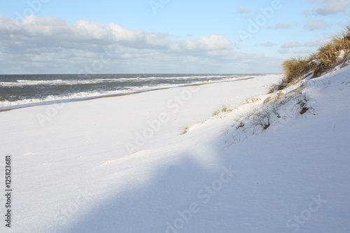Snowy beach in Denmark