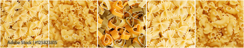 Panoramic set of pasta image
