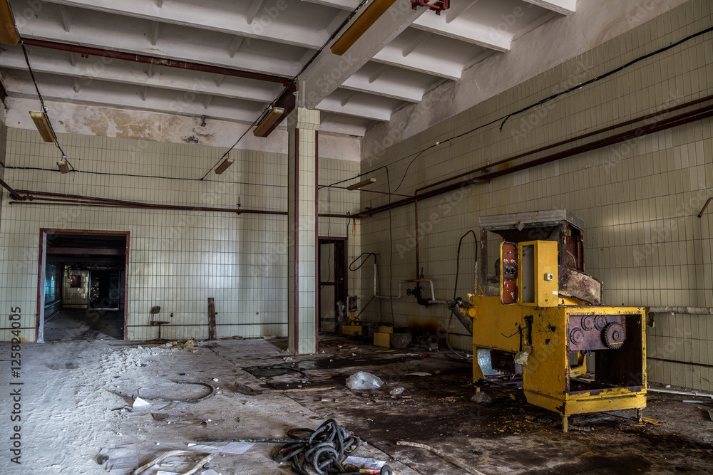 Remnant of equipment in abandoned meat Processing Plant  