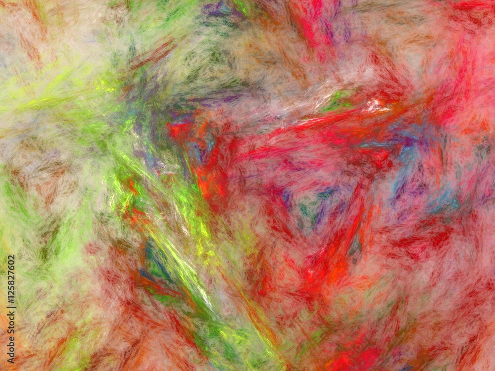 Abstract fractal with colorful chaotic brush strokes