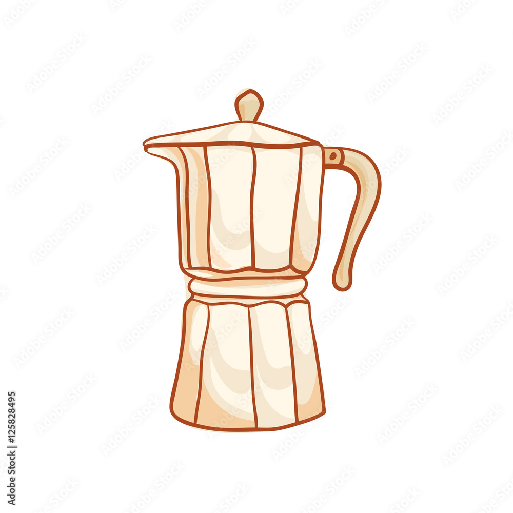 Coffee maker sketchy vector clip-art, isolated on white. Vector design element. Moka pot sketch for coffee house ad, package, poster. Hand drawn coffeemaker vector icon Coffee maker sketchy vector clip-art, isolated on white. Vector design element. Moka pot sketch for coffee house ad, package, poster. Hand drawn coffeemaker vector icon