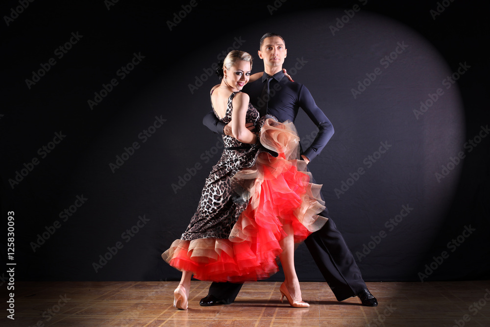 dancers in ballroom isolated on black background dancers in ballroom isolated on black background