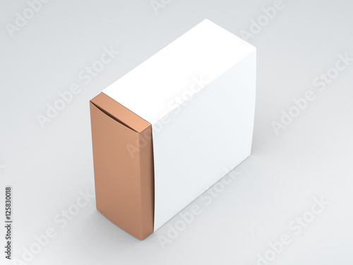Gold square Box with white Cover. 3d rendering