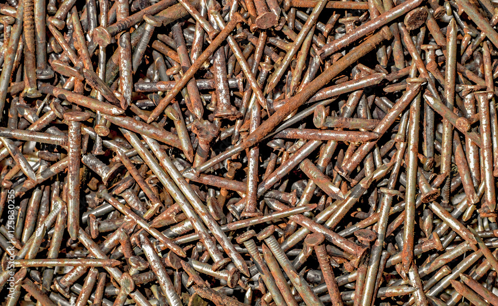 Rusty nails. Top view. Abstract texture background. Rusty nails. Top view. Abstract texture background.