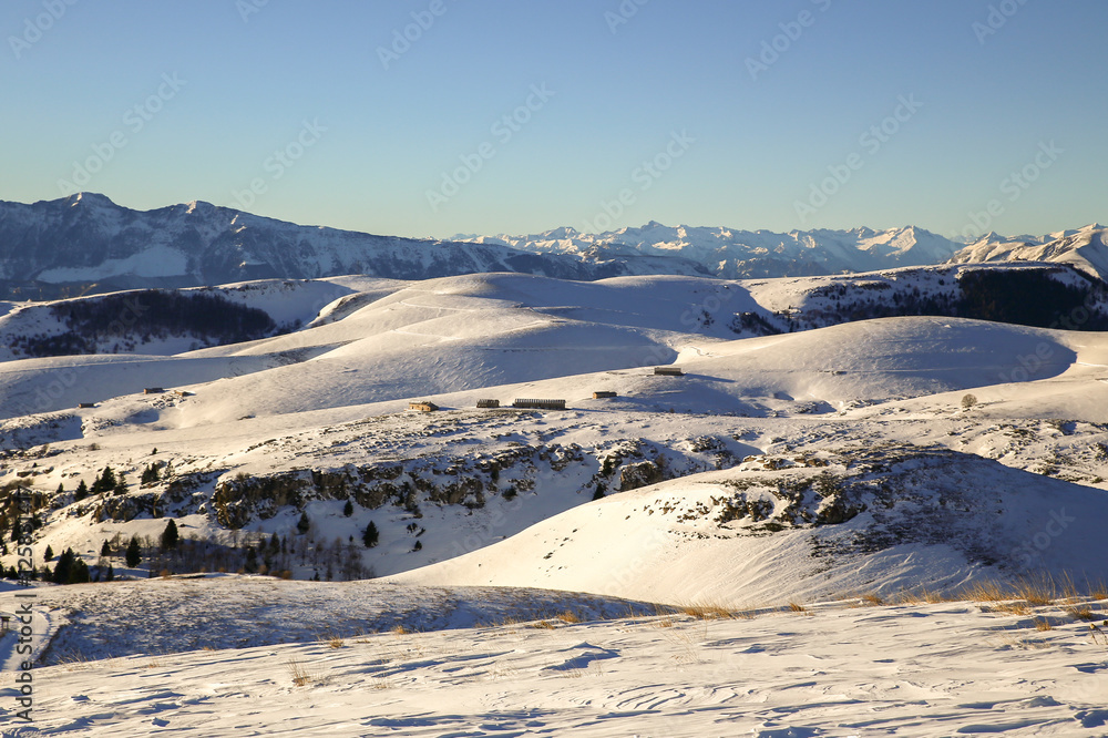 snow in alpine mountains lessinia