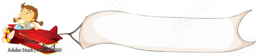 Banner template with girl on aeroplane