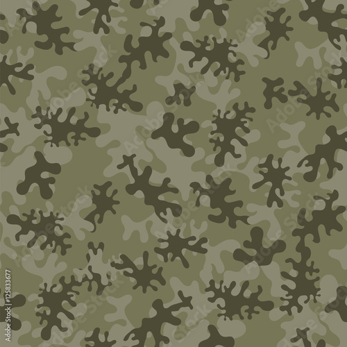 Camouflage Seamless Green Background. Military Woodland Style