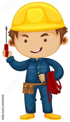 Electrician with screwdriver and helmet © GraphicsRF