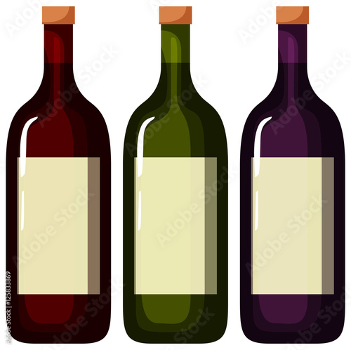 Three bottles of wine with white label