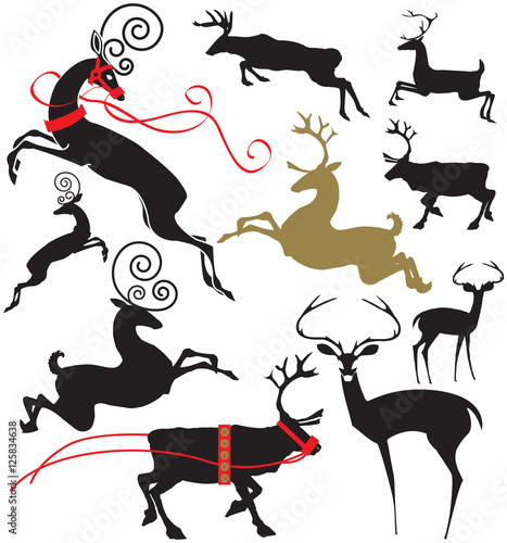Elegant deer silhouettes