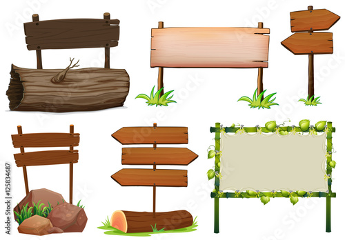Different design of wooden signs