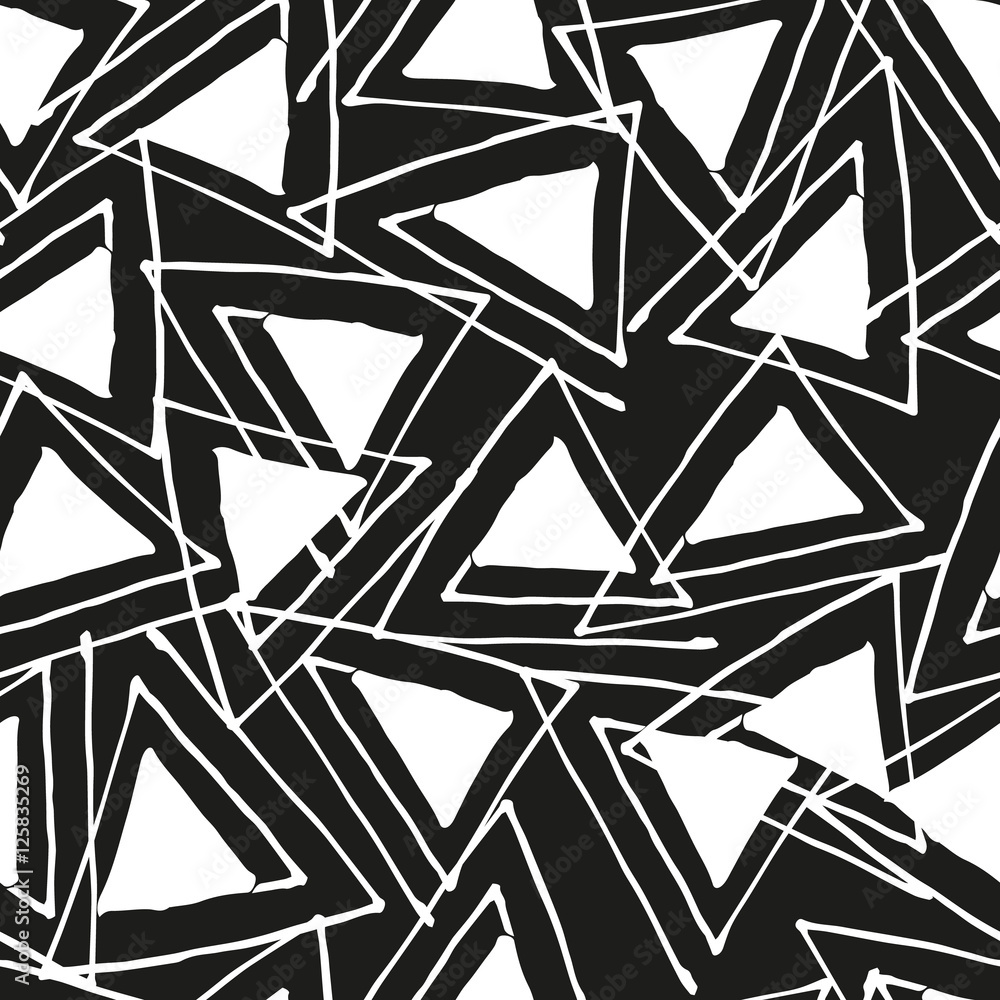 Fototapeta premium Geometryczny prosty czarno-biały wzór minimalistyczny, trójkąty lub witraże. Może być używany jako tapeta, tło lub tekstura.