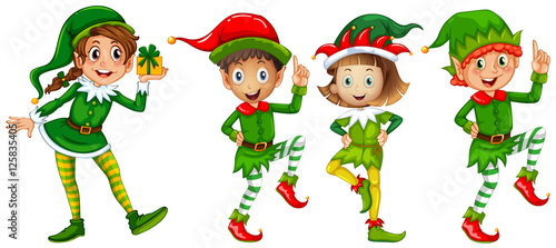 Christmas elf in green costume photo