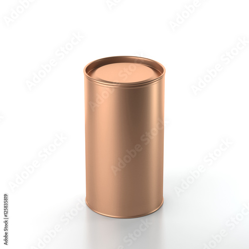 Aluminum Tin Can. Canned packaging for tea, coffee, oil, gift box. 3d rendering