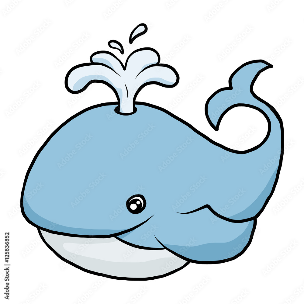 blue whale / cartoon vector and illustration, hand drawn style ...